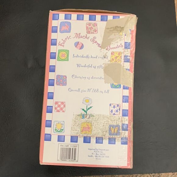 Fabric Mache Spring Bunnies Easter 11 Inches Tall Gifts Handcrafted Decoration - Picture 8 of 11